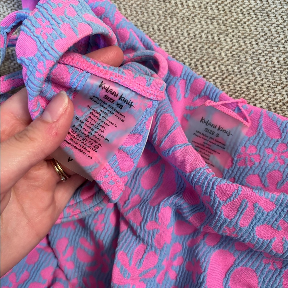 Kulani Kinis Pink and Purple Floral Textured Bikini Set - Picture 2 of 2